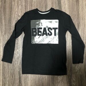 Old Navy Kids "Beast" Graphic Long-Sleeve Shirt - Black, L (10-12)